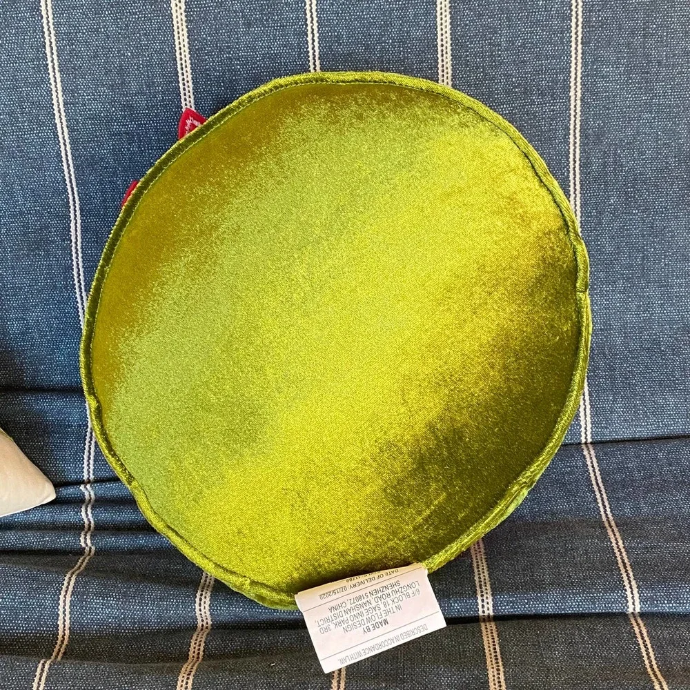 70s Vibe Red & Green Velour Poinsettia‎ Flower 12” Throw Pillow